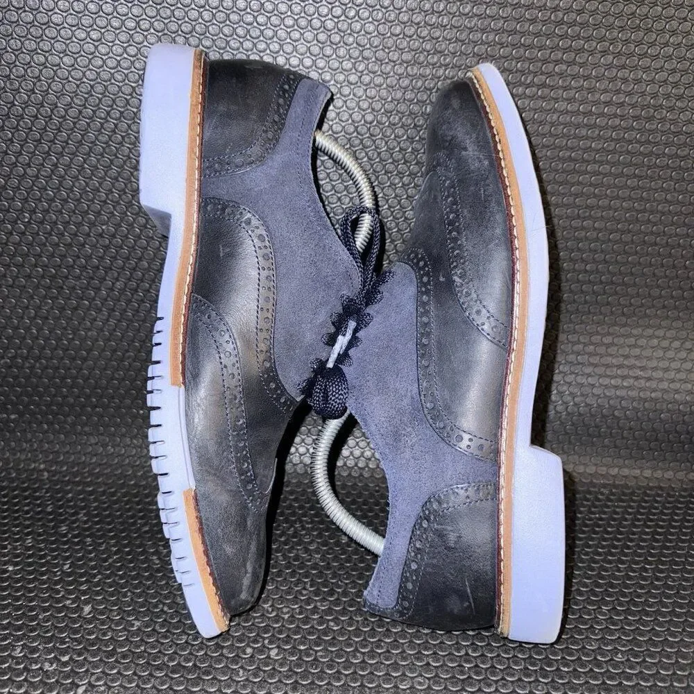 Cole Haan Blue Leather Suede Wingtip Oxfords Dress Shoes Lace Up Men’s Size 8.5M